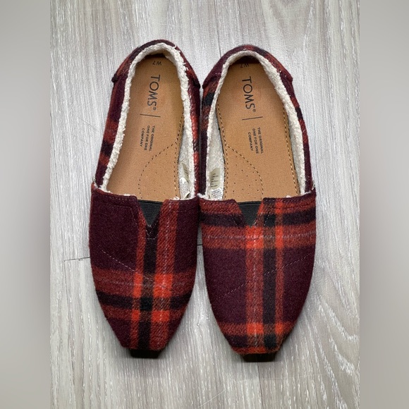 Toms Red Plaid Wool Flats - Picture 5 of 7